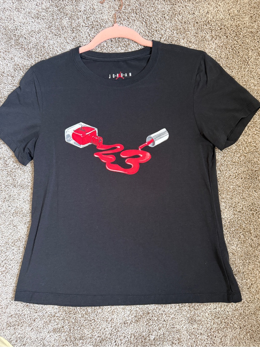 Jordan Black Crewneck Tee with Red Jumpman Logo
